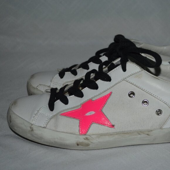 $625 Sz 36 6 Golden Goose Pink Star Superstar Glitter Heel Leather Snea… - Picture 4 of 10